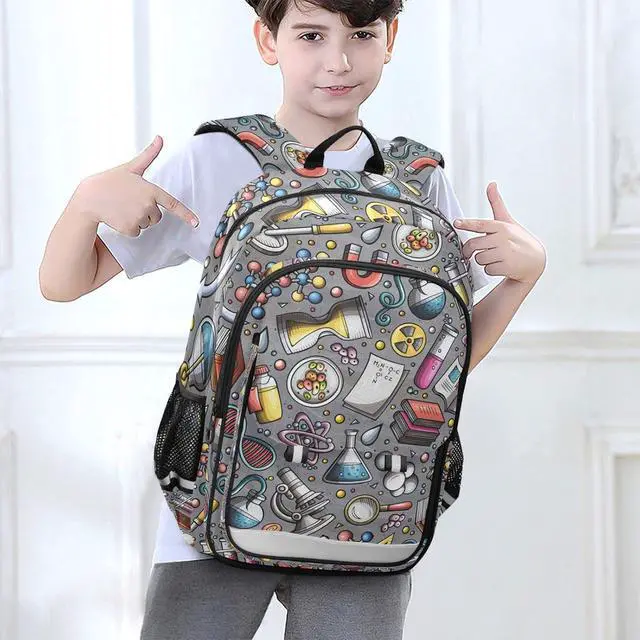 Alt view image 6 of 7 - Educational Science Cartoon Cute Backpack School Bag Lightweight Laptop Backpack Student Travel Daypack with Reflective Stripes