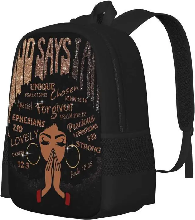 Alt view image 2 of 7 - Black Girl Laptop Backpack Durable Casual Daypack School Bookbag for Women Teen Office Outdoor 17 Inch