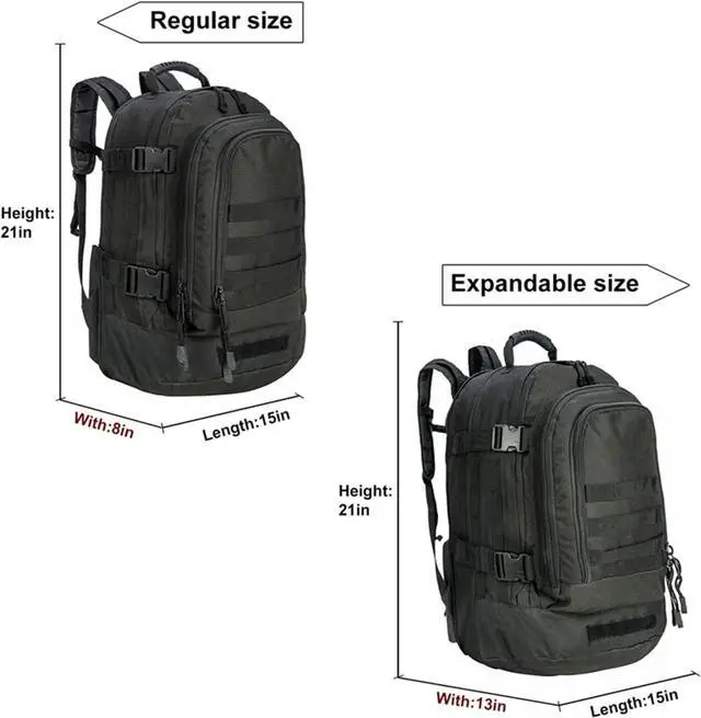 Alt view image 3 of 6 - Greencity Laptop Backpacks Tactical 3 Day Expandable Bug Out Bag Classic Case Travel HikingBlack