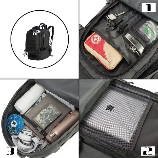 Alt view image 4 of 6 - Greencity Laptop Backpacks Tactical 3 Day Expandable Bug Out Bag Classic Case Travel HikingBlack