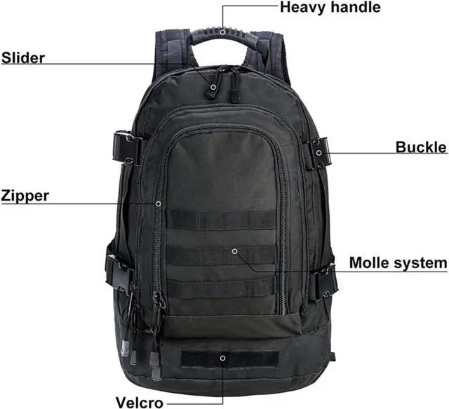 Alt view image 5 of 6 - Greencity Laptop Backpacks Tactical 3 Day Expandable Bug Out Bag Classic Case Travel HikingBlack