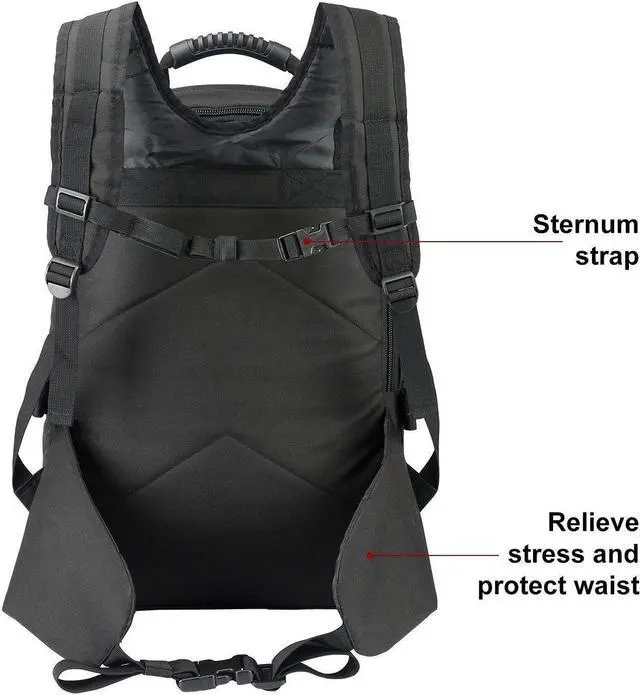 Alt view image 6 of 6 - Greencity Laptop Backpacks Tactical 3 Day Expandable Bug Out Bag Classic Case Travel HikingBlack