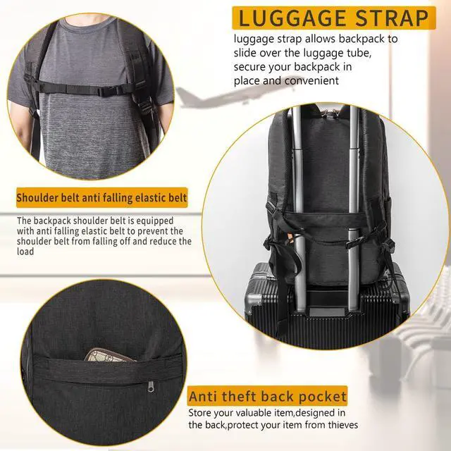 Alt view image 7 of 7 - NOBLEMAN Professional Laptop Computer Backpack Men, Luxury Expandable Travel Business Office Backpacks for Executive Men, Nice Leather Waterproof College Bookbag Bag Fits 17 Inch Tech Laptop (Black)