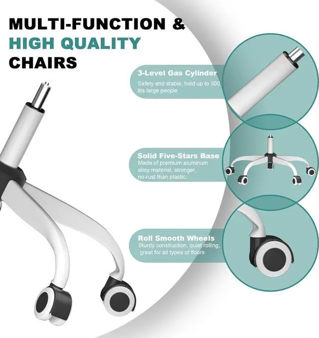Alt view image 7 of 7 - Mimoglad Office Chair, High Back Ergonomic Desk Chair with Adjustable Lumbar Support and Headrest, Swivel Task Chair with flip-up Armrests for Guitar Playing