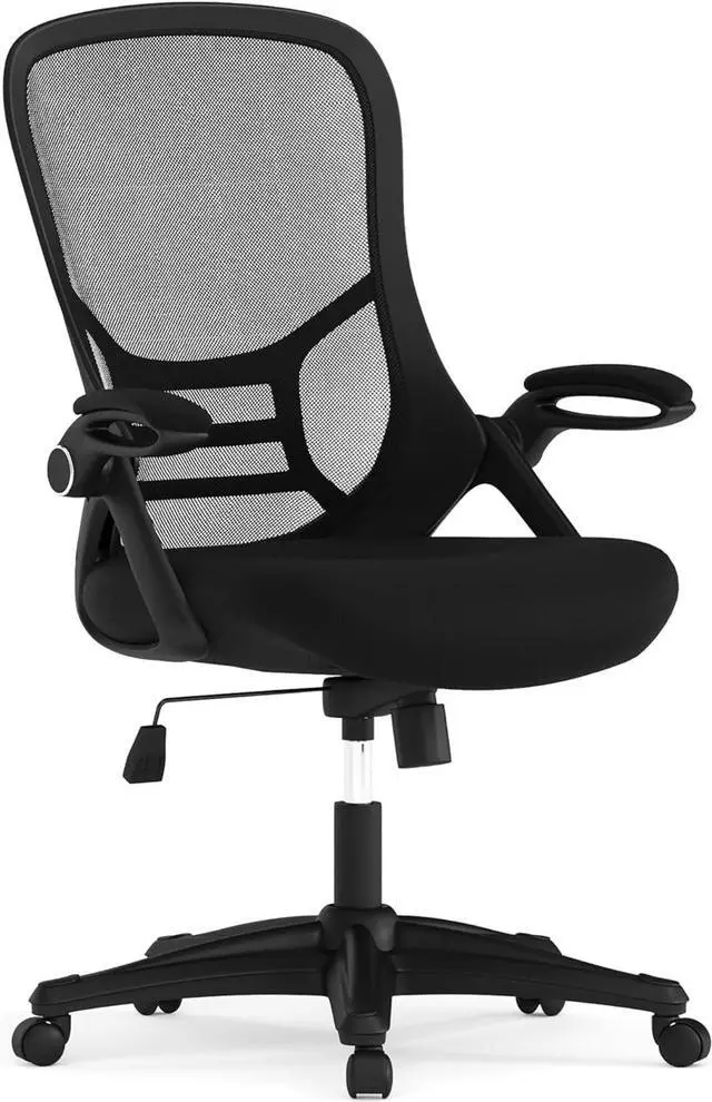 Main image of Flash Furniture Porter High Back Black Mesh Ergonomic Swivel Office Chair with Black Frame and Flip-up Arms
