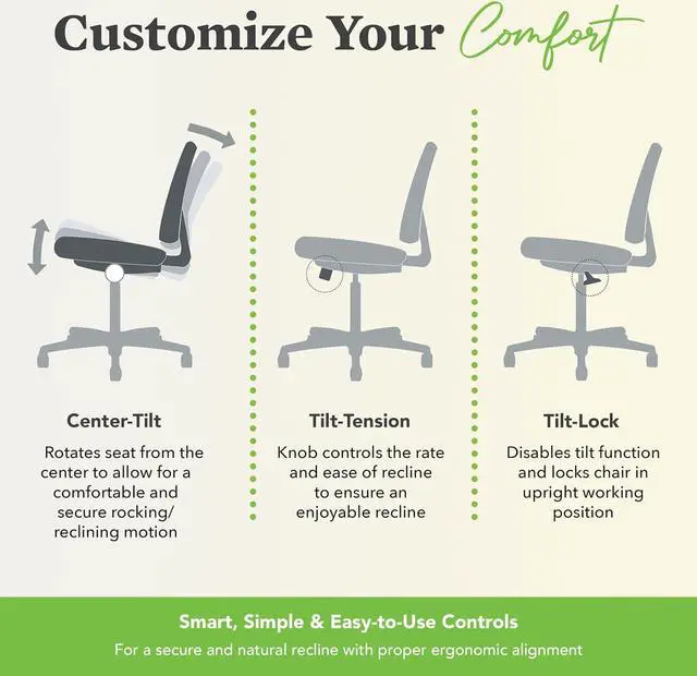 Alt view image 6 of 6 - HON Crio High Back Office Chair Mesh Desk Chair With Wheels and Arms - Ergonomic Office Chair with Adjustable Center-Tilt Recline, Home Office Swivel Chair Comfortable for Long Hours - Black