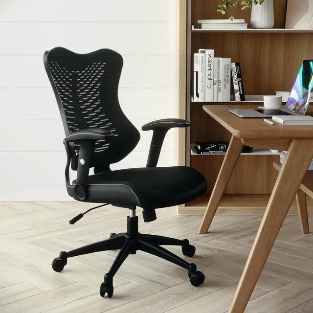 Alt view image 2 of 7 - Flash Furniture High Back Designer Black Mesh Executive Swivel Ergonomic Office Chair with Adjustable Arms | Ergonomic, Adjustable Arms, High-Back, Mesh Back
