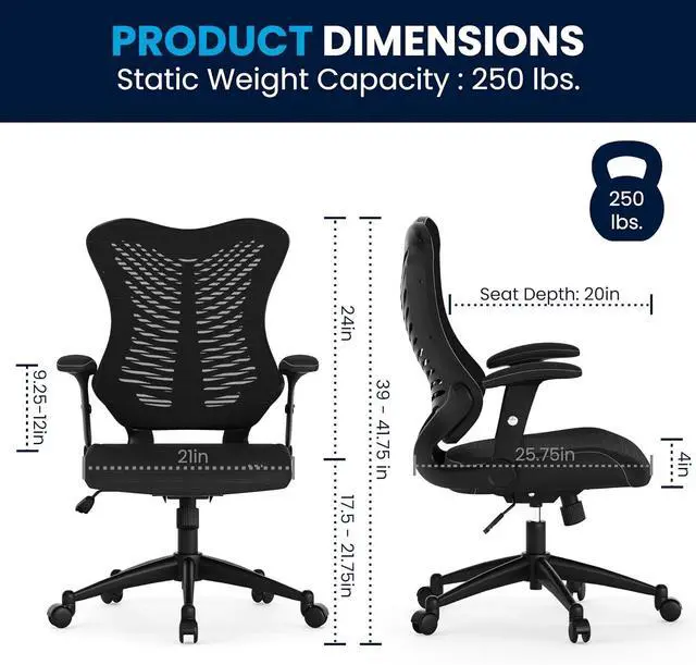 Alt view image 3 of 7 - Flash Furniture High Back Designer Black Mesh Executive Swivel Ergonomic Office Chair with Adjustable Arms | Ergonomic, Adjustable Arms, High-Back, Mesh Back