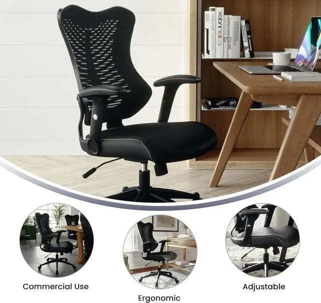 Alt view image 5 of 7 - Flash Furniture High Back Designer Black Mesh Executive Swivel Ergonomic Office Chair with Adjustable Arms | Ergonomic, Adjustable Arms, High-Back, Mesh Back