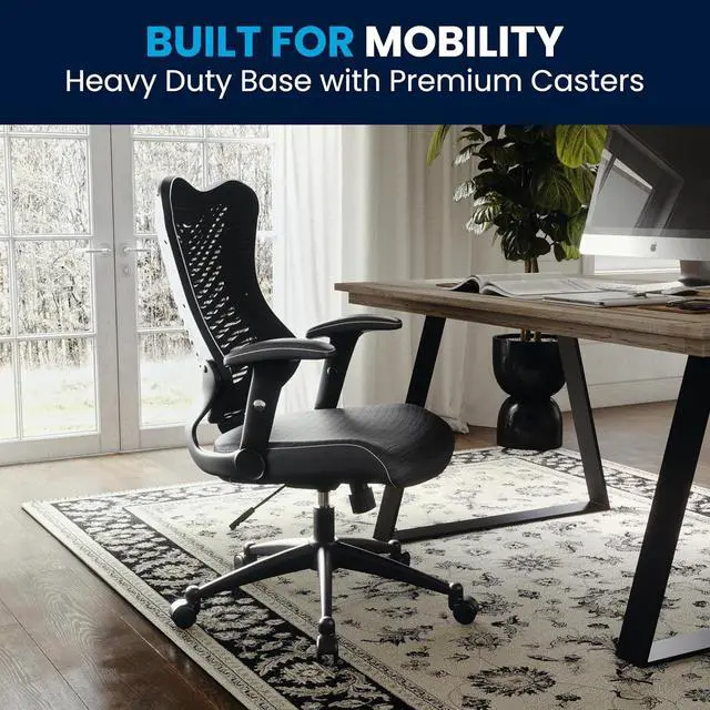 Alt view image 6 of 7 - Flash Furniture High Back Designer Black Mesh Executive Swivel Ergonomic Office Chair with Adjustable Arms | Ergonomic, Adjustable Arms, High-Back, Mesh Back