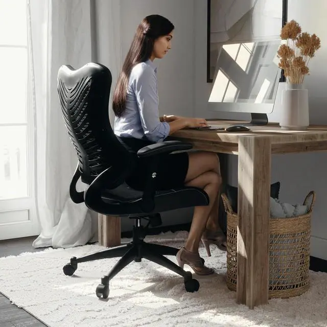 Alt view image 7 of 7 - Flash Furniture High Back Designer Black Mesh Executive Swivel Ergonomic Office Chair with Adjustable Arms | Ergonomic, Adjustable Arms, High-Back, Mesh Back