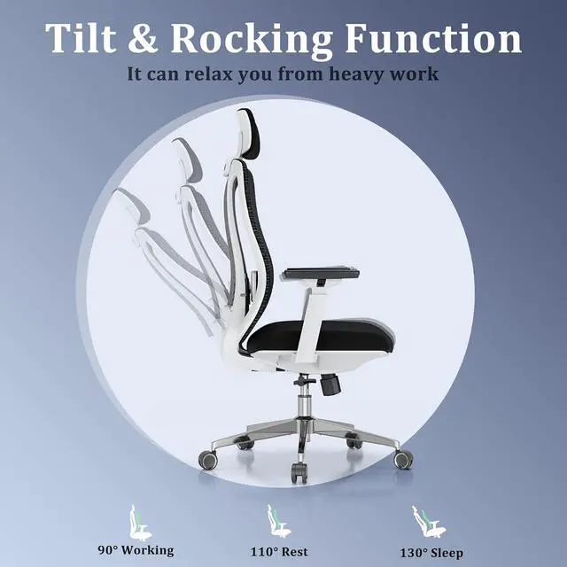 Alt view image 7 of 7 - Logicfox Ergonomic Office Chair for Adults, Upgraded Cushion Mesh Desk Chair