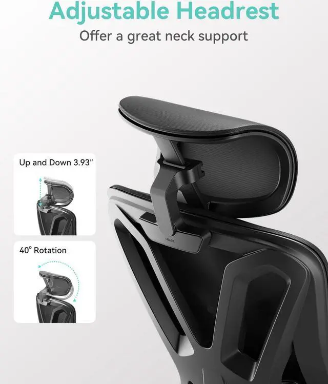 Alt view image 5 of 7 - Hbada P5 Ergonomic Office Chair, Desk Chair with Adjustable Lumbar Support and Height, Comfortable Mesh Computer Chair with Footrest 2D Headrest, Swivel Tilt Function Black