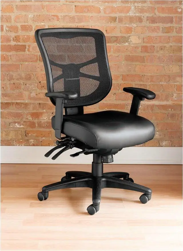 Alt view image 2 of 7 - Alera ALEEL4215 Elusion Series Supports Up to 275 lbs. 17.7 in. to 21.4 in. Seat Height Mesh Mid-Back Multifunction Chair - Black