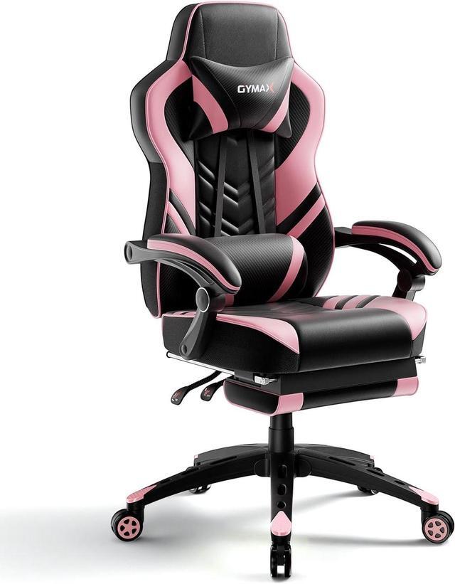 POWERSTONE Gaming Chair Video Game Chair with Footrest and Lumbar Support Racing Style PU Leather Computer Chair Ergonomic Adjustable Swivel Task Chair Pink Newegg