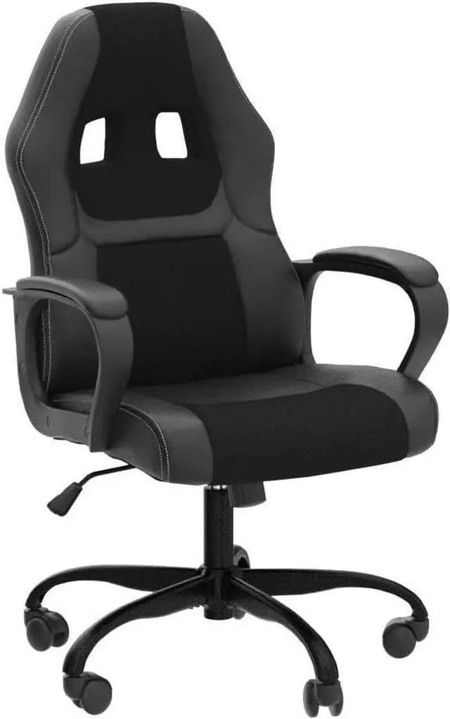Alt view image 4 of 7 - Ergonomic Office Chair Cheap Desk Chair, Mesh PC Gaming Chair with Lumbar Support, Adjustable High Back PU Leather Computer Chair Racing Task Swivel Executive Video Game Chairs for Home