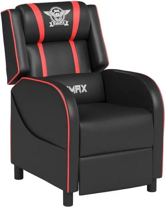 Alt view image 6 of 7 - GYMAX Gaming Recliner, Massage Gaming Chair with Adjustable Footrest, Remote Control & Side Pocket, Ergonomic Game Lounge Chair, Racing Style Single Theater Seat Game Sofa for Adults (Red)