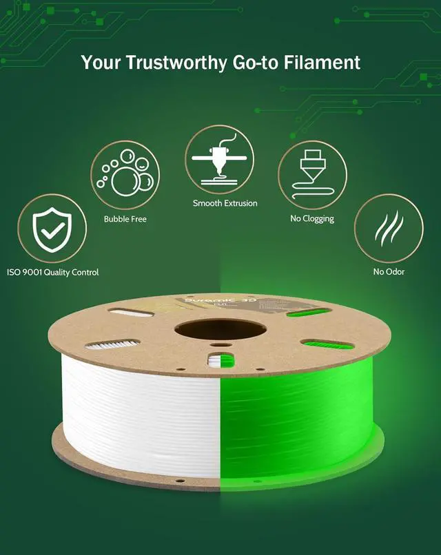 Alt view image 3 of 6 - DURAMIC 3D PLA Glow Green in The Dark Filament 1.75mm 1Kg, 3D Printing Luminous Filament 1.75mm Dimensional Accuracy +/- 0.02 mm, Fit Most FDM 3D Printers