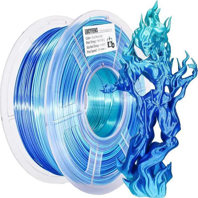 Main image of PLA 3D Printer Filament, PLA Filament Silk Green Shiny Blue PLA Filament 1.75mm +/- 0.02mm, 3D Printing Filament 1kg/2.2lbs