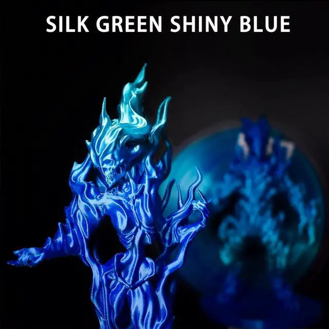 Alt view image 2 of 7 - PLA 3D Printer Filament, PLA Filament Silk Green Shiny Blue PLA Filament 1.75mm +/- 0.02mm, 3D Printing Filament 1kg/2.2lbs