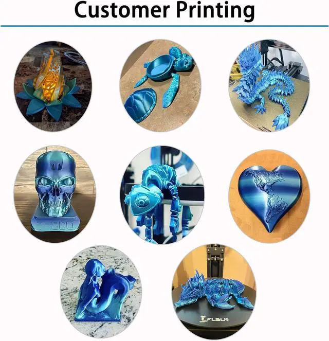 Alt view image 6 of 7 - PLA 3D Printer Filament, PLA Filament Silk Green Shiny Blue PLA Filament 1.75mm +/- 0.02mm, 3D Printing Filament 1kg/2.2lbs