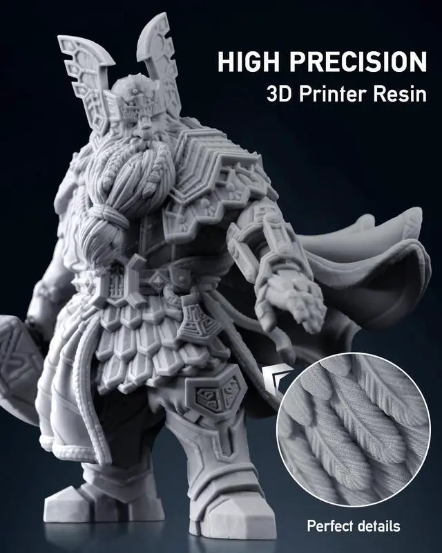 Alt view image 3 of 7 - SUNLU 1000G ABS Like Resin for 3D Printer, 405nm UV Curing Photopolymer Rapid 3D Resin for 2K 4K 6K 8K LCD/DLP/SLA 3D Printers, Non-Brittle & High Precision & Low Shrinkage, 1KG, Grey