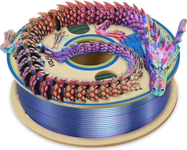 Main image of YOUSU 3D Printer Filament 1.75mm,Tri-Colors PLA Filament,Shiny Silk Coextruded PLA, Silk Green Purple Copper Filament, 1kg/2.2lbs
