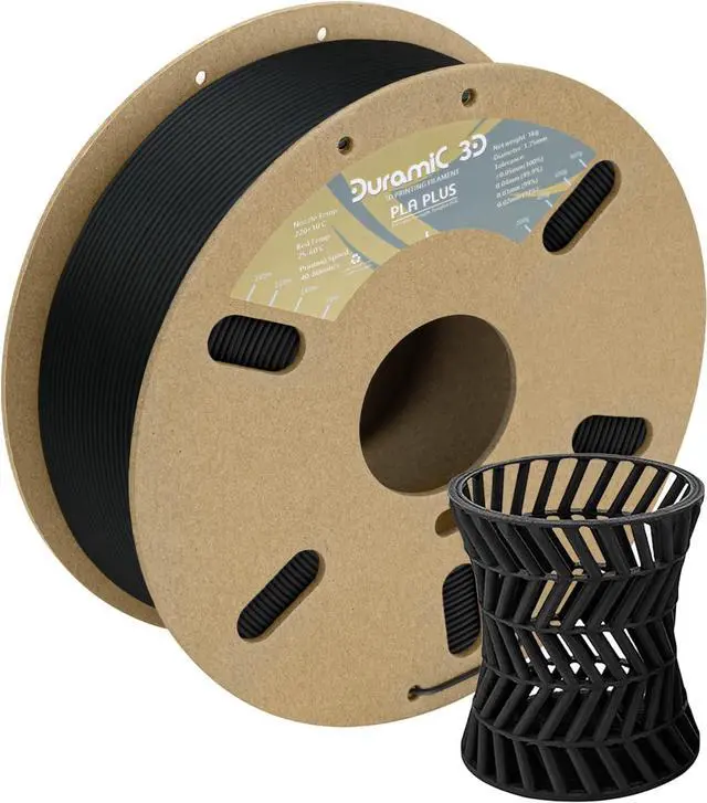 Main image of DURAMIC 3D PLA+ Filament 1.75mm 1Kg Black, PLA Plus Filament 1Kg Spool(2.2lbs) Tougher and Stronger, Dimensional Accuracy Probability +/- 0.02mm