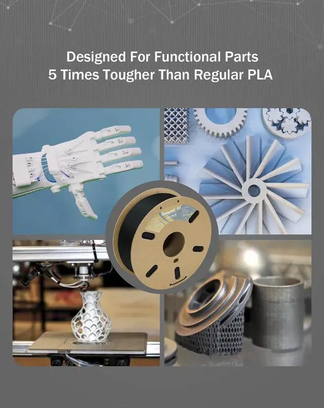 Alt view image 5 of 7 - DURAMIC 3D PLA+ Filament 1.75mm 1Kg Black, PLA Plus Filament 1Kg Spool(2.2lbs) Tougher and Stronger, Dimensional Accuracy Probability +/- 0.02mm