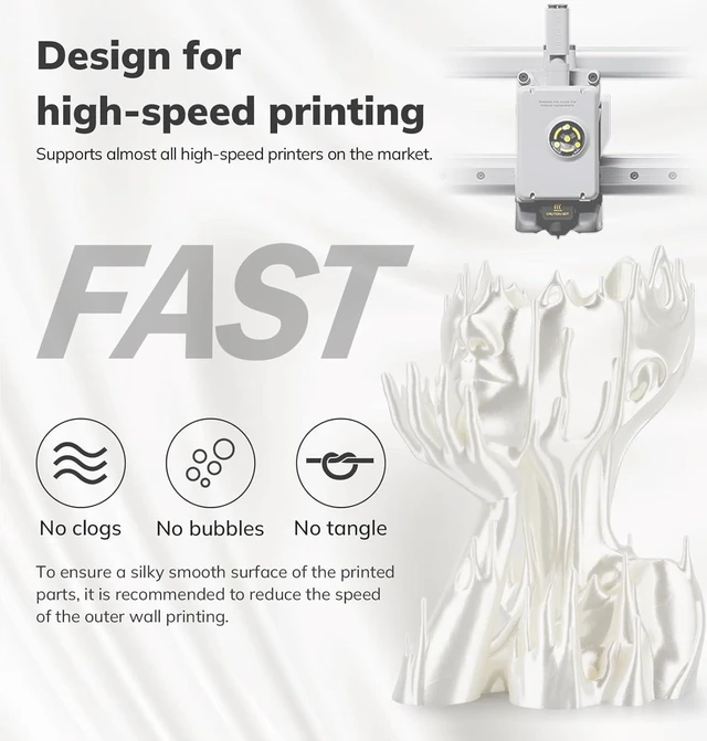 Alt view image 4 of 7 - AMOLEN Silk PLA Filament 1.75mm 3D Printer filaments, Shiny White Filament for 3D Printing, 1kg(2.2lbs) Spool, Compatible with Most Printer(Silk White)