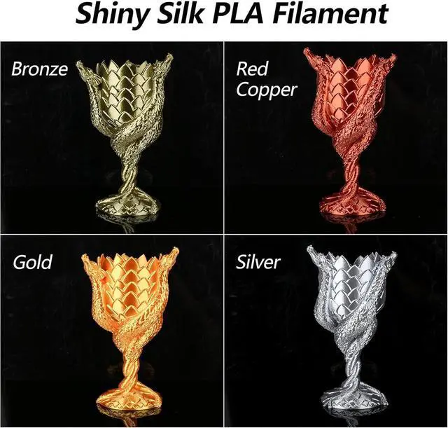 Alt view image 2 of 7 - AMOLEN PLA 3D Printer Filament PLA Filament 1.75mm Silk Filament Bundle,Gold, Silver,Bronze, Red Copper,3D Printing Filament Bundle, 200gX 4 Spools