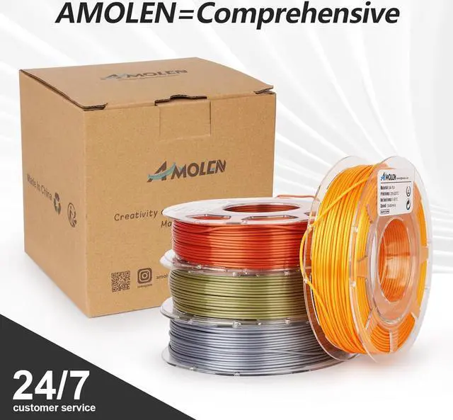 Alt view image 5 of 7 - AMOLEN PLA 3D Printer Filament PLA Filament 1.75mm Silk Filament Bundle,Gold, Silver,Bronze, Red Copper,3D Printing Filament Bundle, 200gX 4 Spools