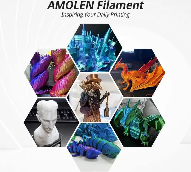 Alt view image 7 of 7 - AMOLEN PLA 3D Printer Filament PLA Filament 1.75mm Silk Filament Bundle,Gold, Silver,Bronze, Red Copper,3D Printing Filament Bundle, 200gX 4 Spools
