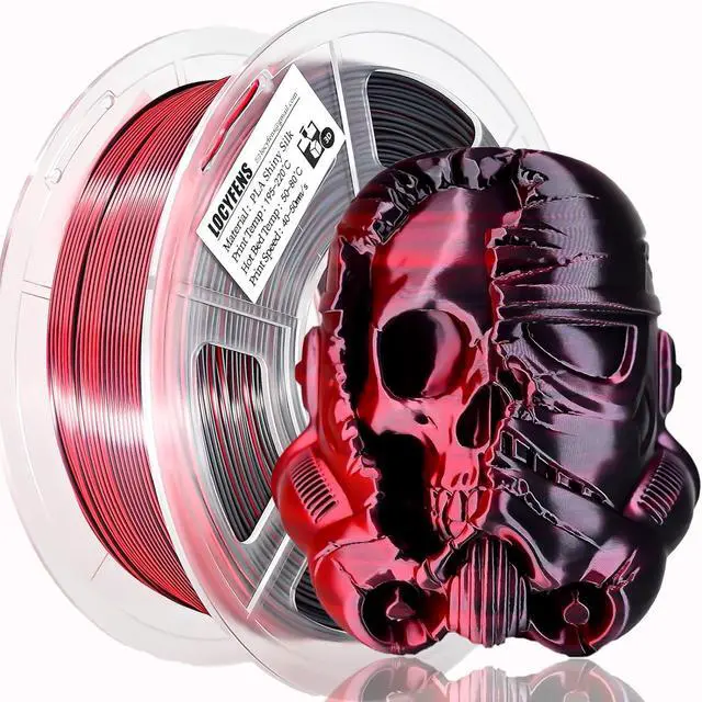 Main image of PLA Filament 1.75mm, Silk PLA 3D Printer Filament, High Speed Printing Dual Color Filament Black Red 2 in 1 Coextrusion 1.75 PLA Filament +/-0.02mm, 1kg/2.2lb