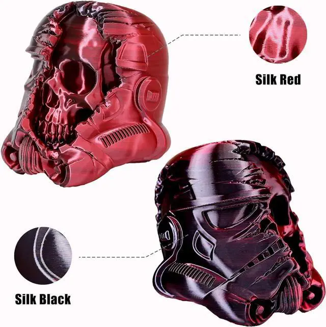 Alt view image 3 of 7 - PLA Filament 1.75mm, Silk PLA 3D Printer Filament, High Speed Printing Dual Color Filament Black Red 2 in 1 Coextrusion 1.75 PLA Filament +/-0.02mm, 1kg/2.2lb