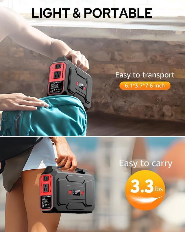 Alt view image 6 of 7 - 146Wh Portable Power Station Bank 200W Peak(100W Rated) Solar Powered Power Bank with AC Outlet 110V 39600mAh USB QC3.0 Fasting Charging LED Flashlights for Home Camping Emergency