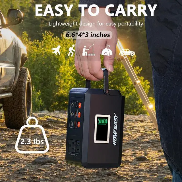 Alt view image 4 of 6 - HOWEASY 120W Portable Power Bank, 24000mAh Portable Laptop Charger Battery Backup with 2 110V AC Outlets/ 3 DC Ports/2 USB QC3.0/LED Light for CPAP Outdoor Camping Travel Home Hurricane Emergency