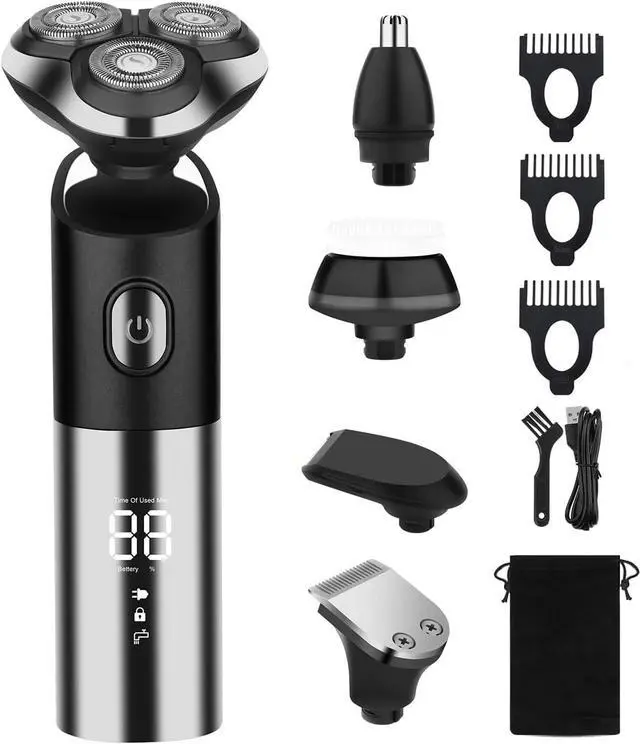 Main image of Electric Shaver for Men, Cordless Rechargeable Rotary Shaver, IPX6 Waterproof Wet & Dry Electric Razor with Led Display