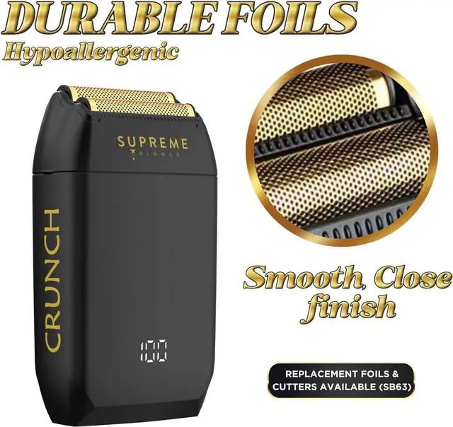 Alt view image 3 of 7 - Supreme Trimmer Crunch Electric Razor for Men | 150 Minute Runtime, Waterproof Wet/Dry Men's Electric Corded/Cordless Double Foil Shaver for Stubble | STF602