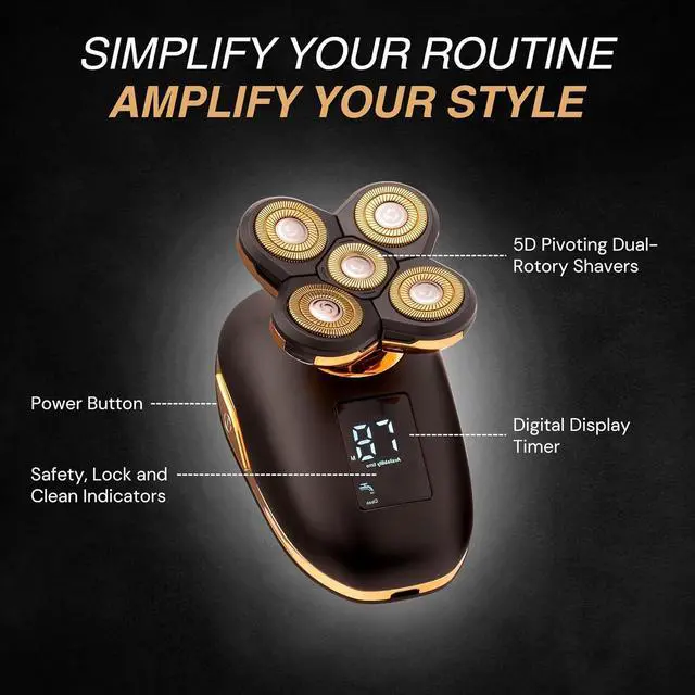 Alt view image 5 of 7 - Asani 5 in 1 Electric Razor for Men and Women, USB Rechargeable and Waterproof Cordless Trimmer, Includes Rotating Bald Head Shaver, Nose Hair Trimmer, Beard Shaper, Silicone Brush, & Cleansing Brush