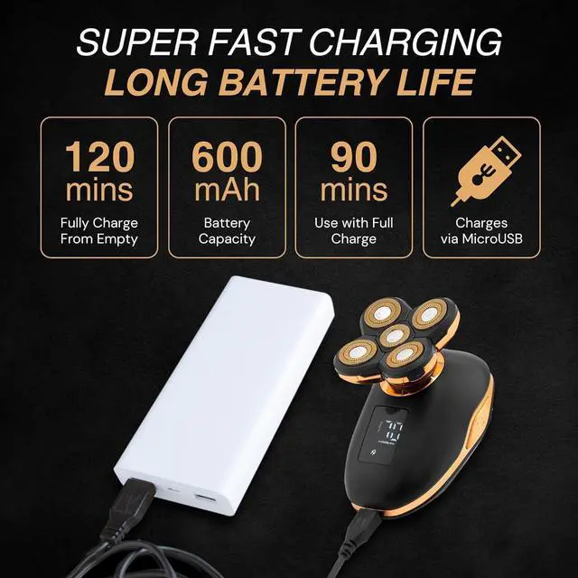 Alt view image 7 of 7 - Asani 5 in 1 Electric Razor for Men and Women, USB Rechargeable and Waterproof Cordless Trimmer, Includes Rotating Bald Head Shaver, Nose Hair Trimmer, Beard Shaper, Silicone Brush, & Cleansing Brush