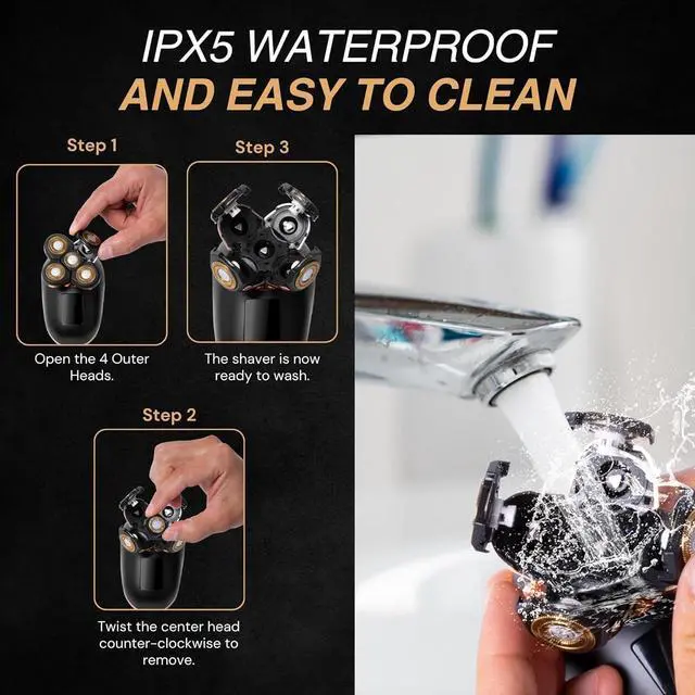 Alt view image 6 of 7 - Asani 5 in 1 Electric Razor for Men and Women, USB Rechargeable and Waterproof Cordless Trimmer, Includes Rotating Bald Head Shaver, Nose Hair Trimmer, Beard Shaper, Silicone Brush, & Cleansing Brush