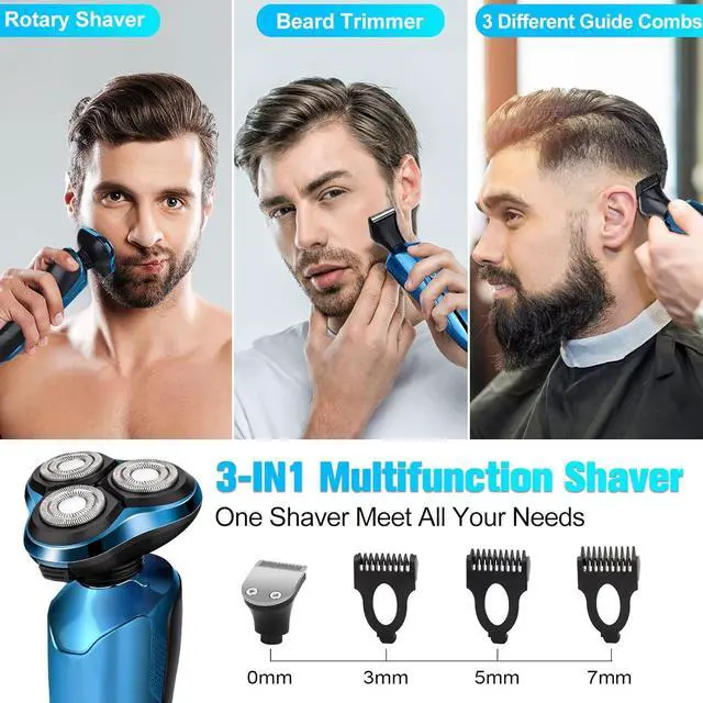Alt view image 2 of 7 - Electric Razor for Men,Mens Electric Shavers Rotary,LED Display 100% Waterproof Cordless Razor, Wet/Dry Shaving,Shaver for Men Replaceable Blades Portable Travel Razors