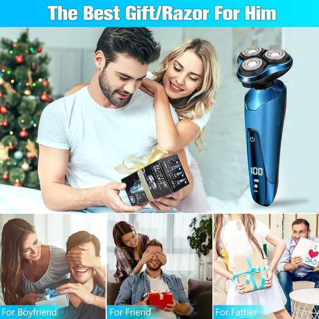 Alt view image 7 of 7 - Electric Razor for Men,Mens Electric Shavers Rotary,LED Display 100% Waterproof Cordless Razor, Wet/Dry Shaving,Shaver for Men Replaceable Blades Portable Travel Razors