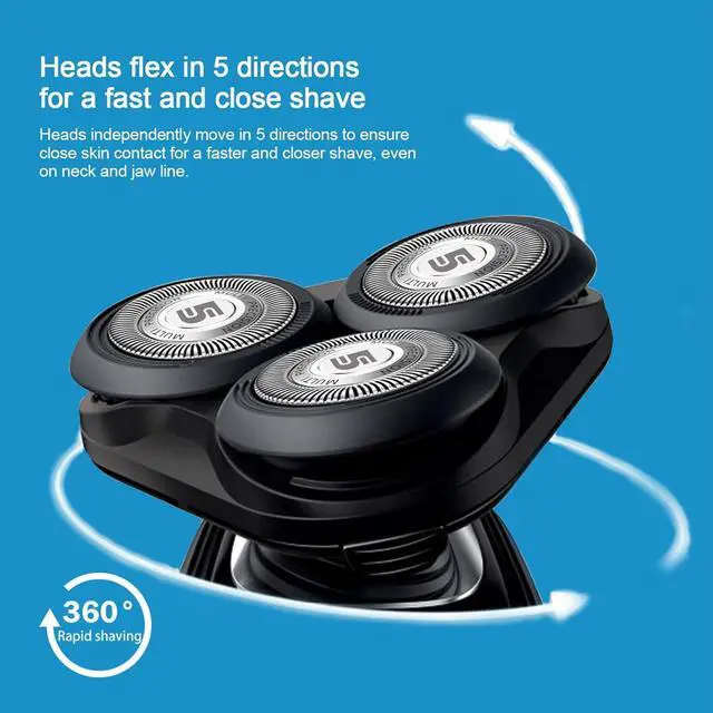 Alt view image 3 of 7 - SH50 Replacement Heads forSeries 5000 Electric Shaver, Replacement Blades Head Fit for Series 5000 (S5xxx), AquaTouch (S5xxx), PowerTouch (PT8xx, PT7xx) 9-pc Pack