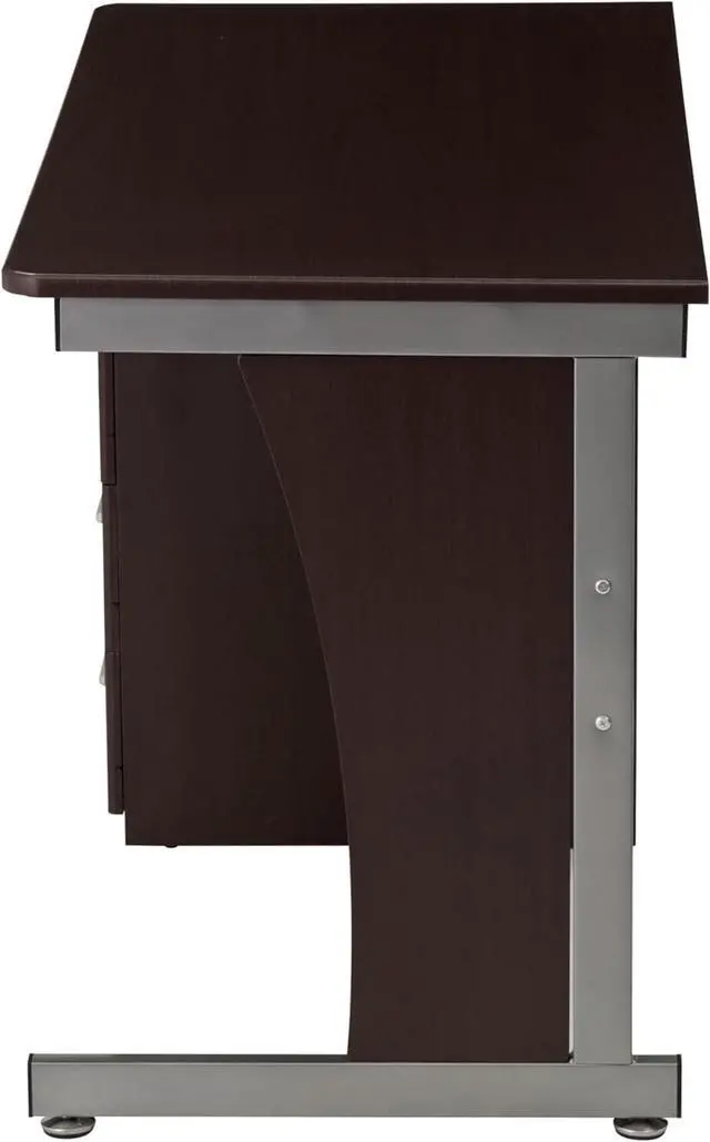 Alt view image 7 of 7 - 48" Computer Desk with Drawers, Home Office Desk with Storage, Heavy Duty and Water Resistant Study Table, Chocolate Brown