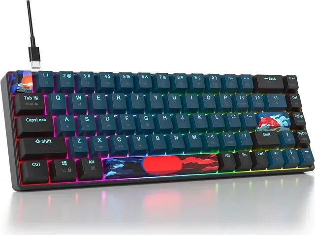Main image of 65 Percent Mechanical Gaming Keyboard 68 Keys RGB Gaming Keyboard with Red Switch Wired Keyboard for Windows PS4/5 Xbox Gamers(68 Monster)