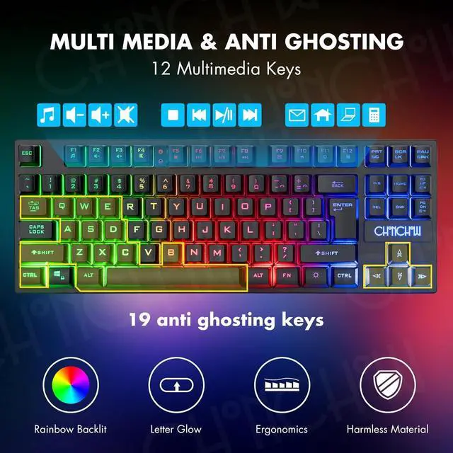 Alt view image 4 of 7 - Wireless Gaming Keyboard Mouse,Recharge LED Lighted Combo for Xbox PS5/4 PC | 87 Key Backlit Ergonomic Wireless Mouse and Keyboard Combo for Xbox PS5 PS4 PC Laptop