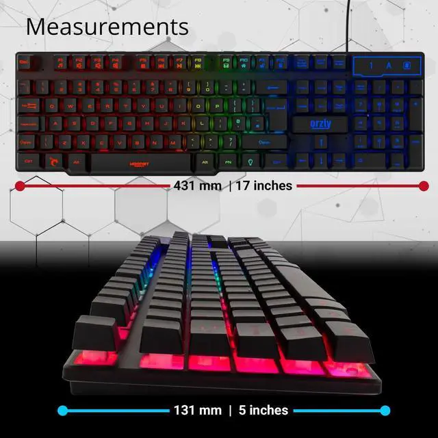 Alt view image 6 of 7 - Gaming Keyboard RGB USB Wired Rainbow Keyboard Designed for PC Gamers, PS4, PS5, Laptop, Xbox, Nintendo Switch, Orzly - RX-250 Hornet Edition