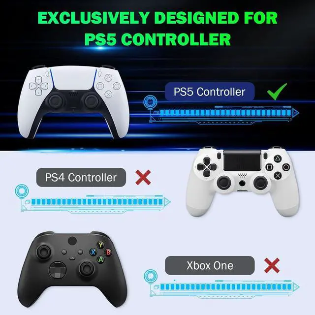 Alt view image 2 of 7 - MoKo Keyboard for PS5 Controller with Green Backlight, Bluetooth Wireless Mini Keypad Chatpad for PlayStation 5, Built-in Speaker & 3.5mm Audio Jack for PS5 Controller Accessories